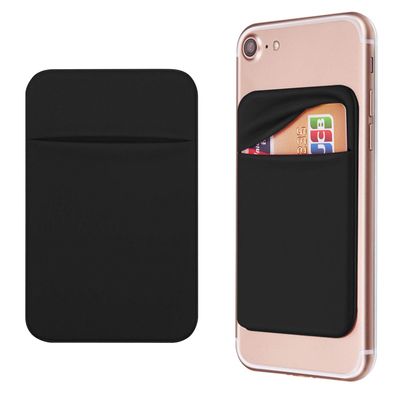 OBVIS Cell Phone Card Holder Stick On Wallet Sleeve, Black, 2 Pack