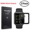 Youniker 2 Pack for Apple Watch 40 MM Screen Protector Tempered Glass for Apple iWatch 40mm Series 4,Full Coverage iWatch 4 Screen Protector Foilsl,Anti-Scratch,Bubble Free view 1