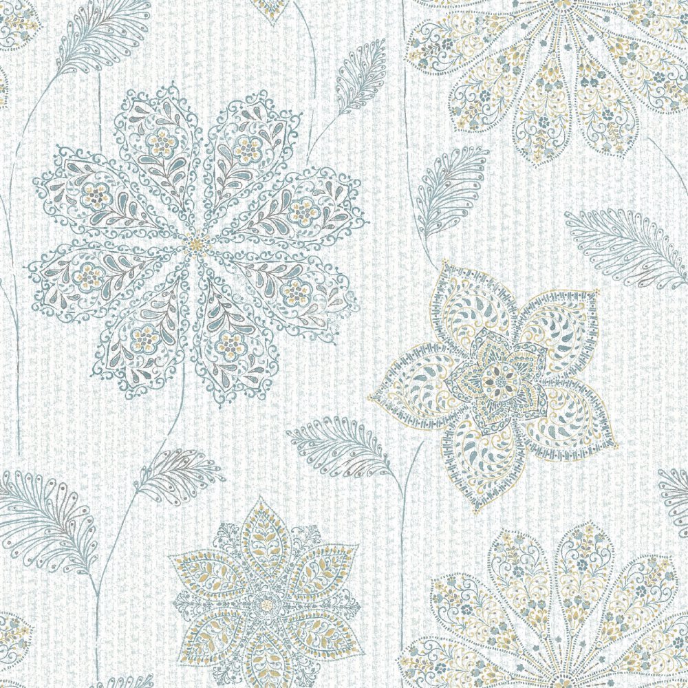 NuWallpaper NU1697 Gypsy Floral Blue/Green Peel & Stick Wallpaper, Blue