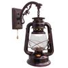 LIN XIAO HAO mayu Pull Chain Switch Kerosene Lantern Wall Lamp Retro Bedroom Bedside Iron and Glass Shade Wall Sconces, Red Bronze Finish view 1