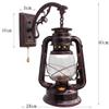 LIN XIAO HAO mayu Pull Chain Switch Kerosene Lantern Wall Lamp Retro Bedroom Bedside Iron and Glass Shade Wall Sconces, Red Bronze Finish view 2