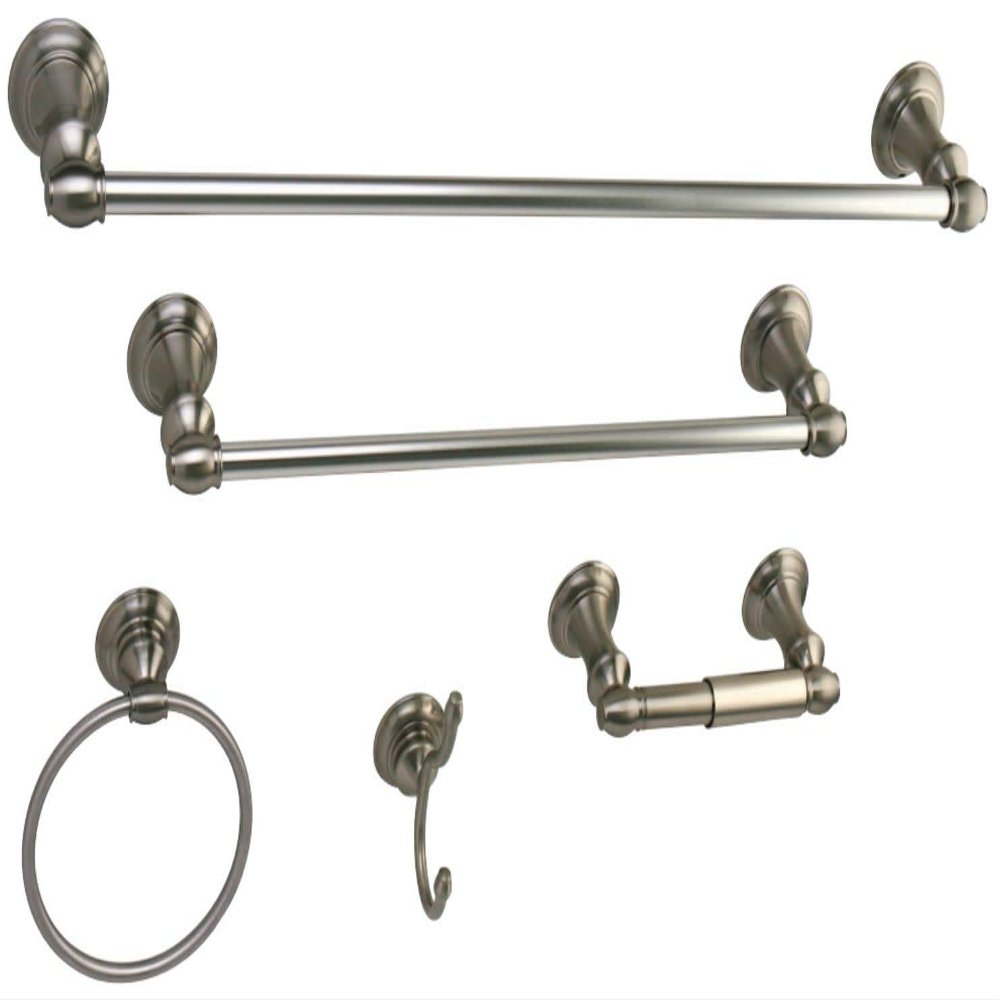 4-Pc Bathroom Accessories Set in Brushed Nickel