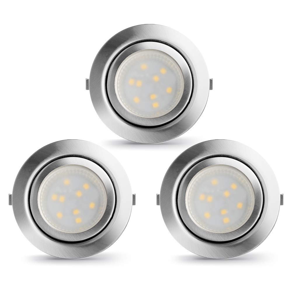 LED Puck Lights Wired Under Cabinet Lighting Dimmable,Round Cabinet Lights Plug In for Bookshelf,Kitchen Counter,Display Case,Curio,Ceiling,6000K Cold White,2.5In Hole Recess Mount,6W,480LM Total,3pcs