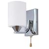 ZJZTD Pull Chain Wall Lamp E27 Retro Bedroom Bedside Iron and Glass Shade Wall Sconces, Chrome Finish view 1