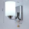 ZJZTD Pull Chain Wall Lamp E27 Retro Bedroom Bedside Iron and Glass Shade Wall Sconces, Chrome Finish view 2