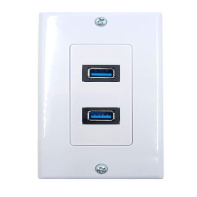 4.2A USB 3.0 Receptacle Outlets Wall Plates Panel, Haokiang 2 High Speed USB 3.0 Charging Dual Female Port Wall Plates Included, Size 115 MM x 70 MM