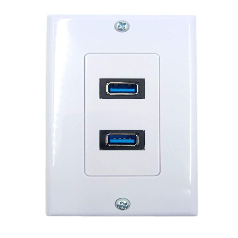 4.2A USB 3.0 Receptacle Outlets Wall Plates Panel, Haokiang 2 High Speed USB 3.0 Charging Dual Female Port Wall Plates Included, Size 115 MM x 70 MM