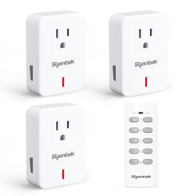 Syantek Remote Control Outlet Wireless Light Switch for Household Appliances, Expandable Remote Light Switch Kit, Up to 100 ft Range, FCC Certified, ETL Listed, White (3-1)