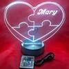 Puzzle Piece Autism Heart Night Light Up Lamp LED Stand Engraved Table Lamp Custom Engraved Room Decor Featuring 16 Color Changing Options | Christmas Holiday Birthday Gift | Personalized Free view 1