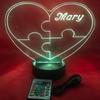 Puzzle Piece Autism Heart Night Light Up Lamp LED Stand Engraved Table Lamp Custom Engraved Room Decor Featuring 16 Color Changing Options | Christmas Holiday Birthday Gift | Personalized Free view 4