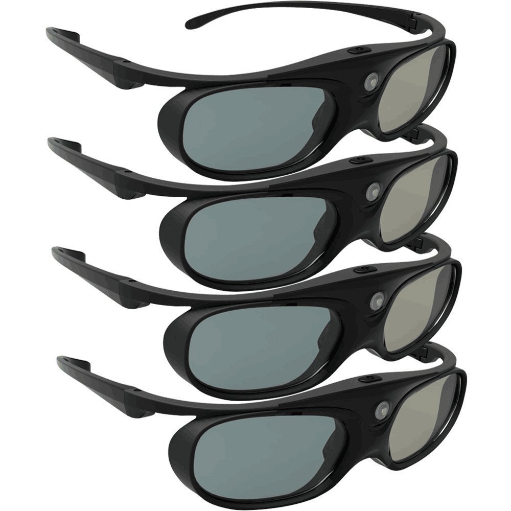 DLP Link 3D Glasses, ELEPHAS 144Hz Rechargeable Active Shutter Eyewear for Most DLP-Link 3D Projectors- Acer, ViewSonic, BenQ Vivitek, Optoma, Panasonic, Dell, Viewsonic (4 Pack)