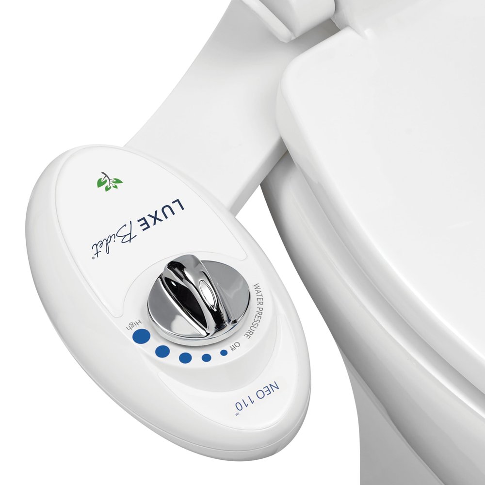 LUXE Bidet NEO 110 - Single Nozzle, Non-Electric Bidet Attachment for Toilet Seat, Adjustable Water Pressure, Rear Wash (White)