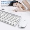 FENIFOX Keyboard and Mouse Wireless, USB 2.4GHz Combo Silent Quiet Low Profile Compact Full Size Flat Slim Thin Portable with Number Pad Soft Cover for PC Laptop Computer Office - White & Silver view 3