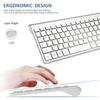 FENIFOX Keyboard and Mouse Wireless, USB 2.4GHz Combo Silent Quiet Low Profile Compact Full Size Flat Slim Thin Portable with Number Pad Soft Cover for PC Laptop Computer Office - White & Silver view 4