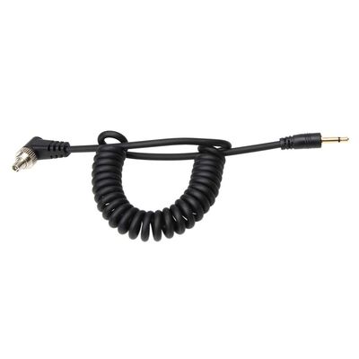 Foto&Tech 2.5 mm Jack to Male Flash PC Sync Coiled Cable with Screw Lock for Trigger Studio Light, 12-Inch Coiled to 34-Inch Max Stretch