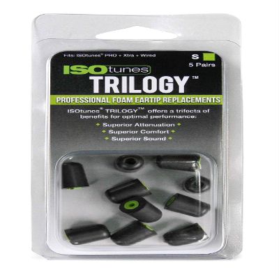 ISOtunes Trilogy Foam Ear Protection Eartips (5 Pair Pack, Small, Green)