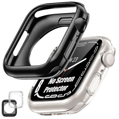 [2 Pack] Bumper Case for Apple Watch SE3/SE2/SE/Series 6/5/4 44mmClearBlack