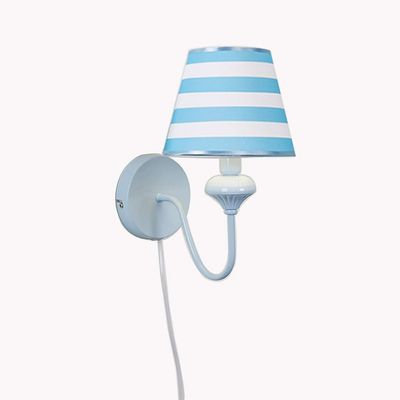 ZJZTD Plug-in Children's Wall Lamp E14 Retro Bedroom Bedside Metal and Cloth Shade Wall Sconces