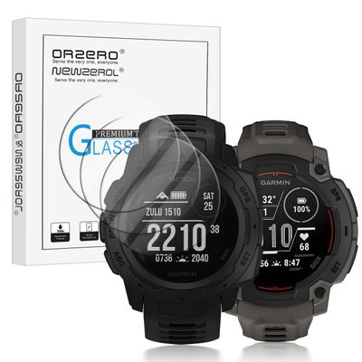 Orzero (3 Pack) Tempered Glass Screen Protector Compatible for Garmin Instinct E 45mm/Garmin Instinct/Instinct Solar Smartwatch Anti-Scratch Bubble-Free (Not for instinct 2/Instinct 2X Solar)