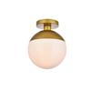 Living District Indoor Modern Home Decor Bright Eclipse 1 Light Brass Flush Mount with Frosted White Glass view 3
