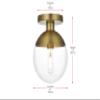 Living District Eclipse 1-Light Metal & Glass Flush Mount in Clear/Black view 3