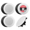 Pyle 8 4 Bluetooth Flush Mount - In-wall In-ceiling 2-Way Speaker System Quick Connections Changeable Round/Square Grill Polypropylene Cone & Tweeter Stereo Sound 4 Ch Amplifier 250 Watt - PDICBT286 view 1