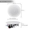Pyle Pair 8" Bluetooth Flush Mount In-wall In-ceiling 2-Way Universal Home Speaker System Spring Loaded Quick Connections Polypropylene Cone Polymer Tweeter Stereo Sound 250 Watts (PDICBT852RD) view 3