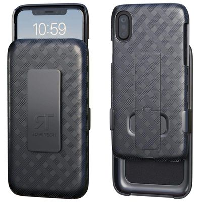 Designed for iPhone Xs Max Case with Belt Clip Holster - Kickstand Cover Phone Case - Black