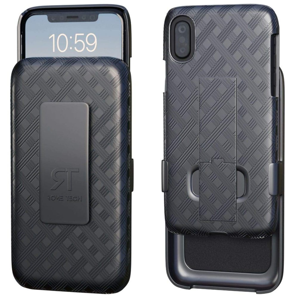 Designed for iPhone Xs Max Case with Belt Clip Holster - Kickstand Cover Phone Case - Black