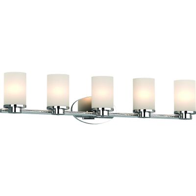 Volume Lighting 1165 Sharyn 5 Light 38" Wide Vanity Light with Frosted Glass Cylinder Shades