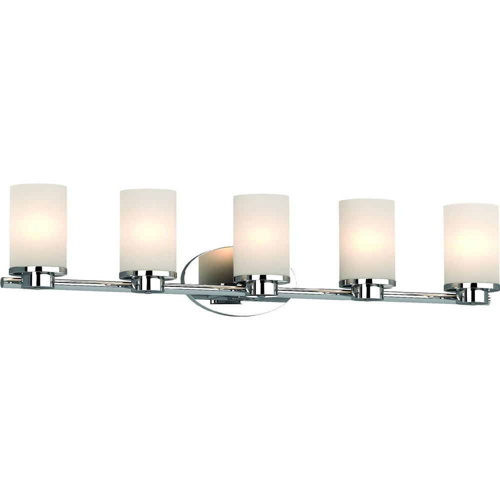 Volume Lighting 1165 Sharyn 5 Light 38" Wide Vanity Light with Frosted Glass Cylinder Shades