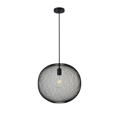 Living District Kenna 1-Light Metal & Glass Pendant in Black/Clear