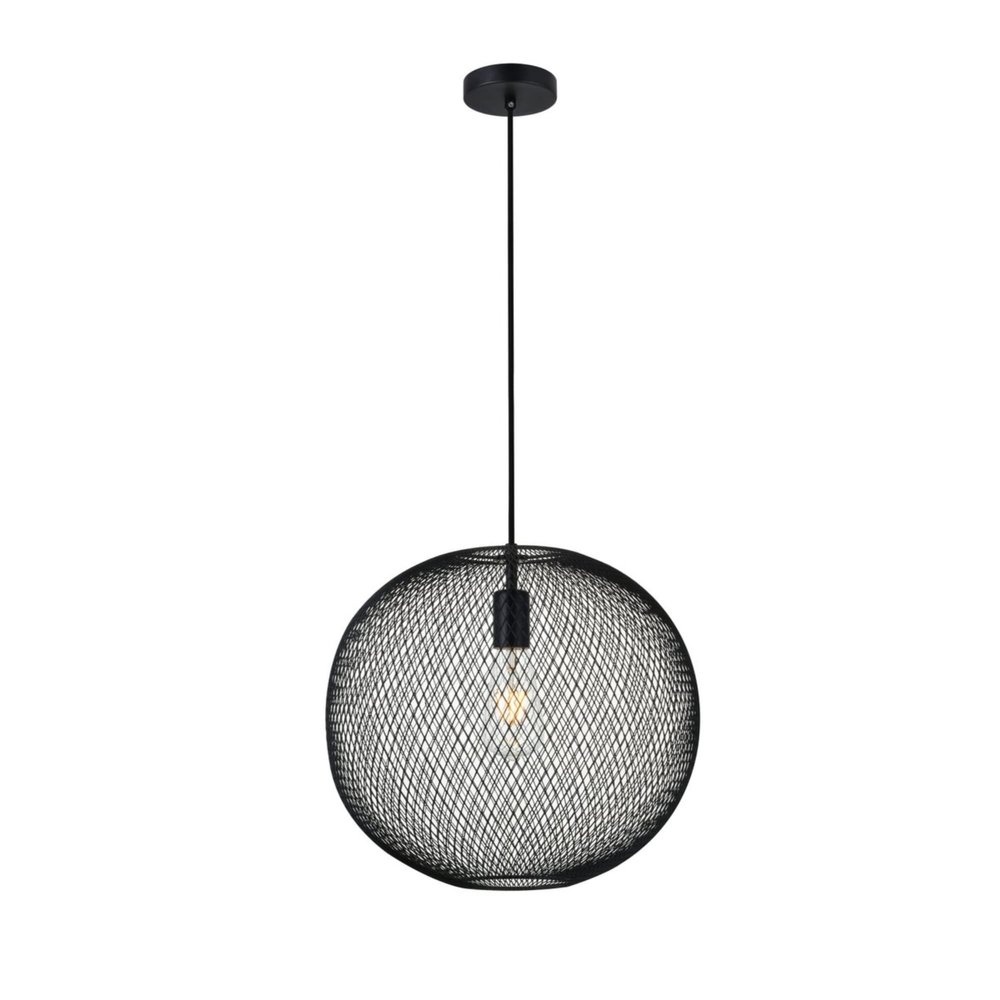 Living District Kenna 1-Light Metal & Glass Pendant in Black/Clear