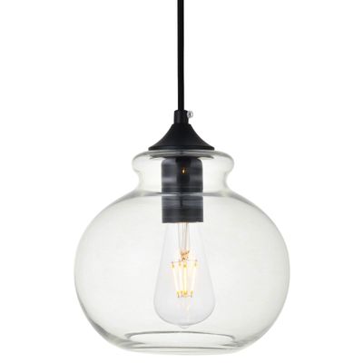 Living District Destry 1-Light Metal Pendant in Black & Clear Finish