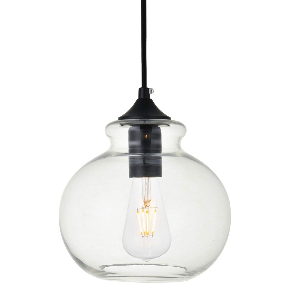 Living District Destry 1-Light Metal Pendant in Black & Clear Finish