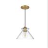 Elegant Lighting Living District Destry 1-Light Metal Pendant in Brass/Clear Finish view 4