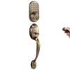 MiLocks BXF-02AQ Digital Deadbolt Door Lock and Passage Handleset Combo with Keyless Entry via Remote Control and Keypad Code for Exterior Doors, Antique Brass view 1