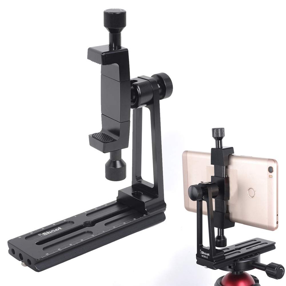 Phone Tripod Mount with Quick Release Plate, Universal Phone Camera 360 Degree Rotate Photography and Video Recording Bracket Clip Holder Clamp Adapter for iPhone 8 7 6 Plus Smartphone