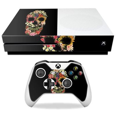 MightySkins Skin Compatible with Microsoft Xbox One S - Floral Skull | Protective, Durable, and Unique Vinyl Decal wrap Cover | Easy to Apply, Remove, and Change Styles | Made in The USA