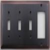 Classic Accents Deco Antique Copper 4 Gang Wall Plate - 3 Toggle Light Switch Openings 1 GFI/Rocker Opening view 1