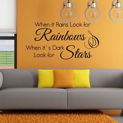 Vinly Motivational Decal Quote When It's Dark Look For Stars Wall Saying Lettering Mural Graphic Art Decoration Black
