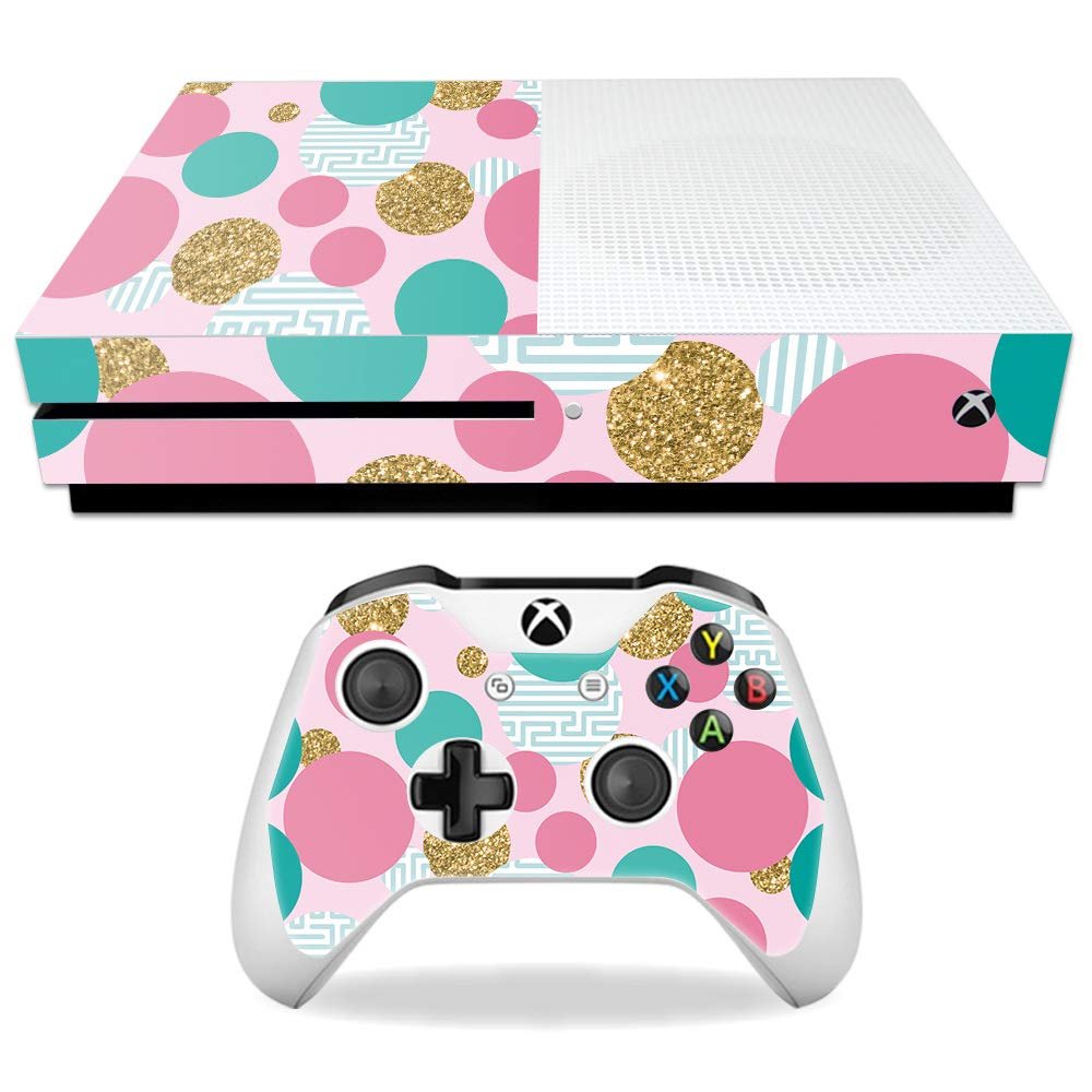 MightySkins Skin Compatible with Microsoft Xbox One S - Golden Bubbles | Protective, Durable, and Unique Vinyl Decal wrap Cover | Easy to Apply, Remove, and Change Styles | Made in The USA