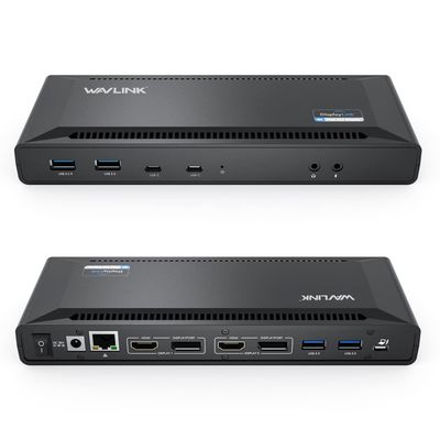 WAVLINK Universal USB C Laptop Docking Station Dual Monitors 5K/4K@60Hz with 65W Host Charging for Thunderbolt 4/3, USB-C Windows, Mac, Chrome, Ubuntu 20.04,22.04(2HDMI, 2DP, 6USB 3.0, 1Gbps Ethernet