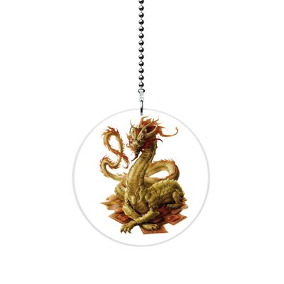 Asian Dragon King Fan/Light Pull