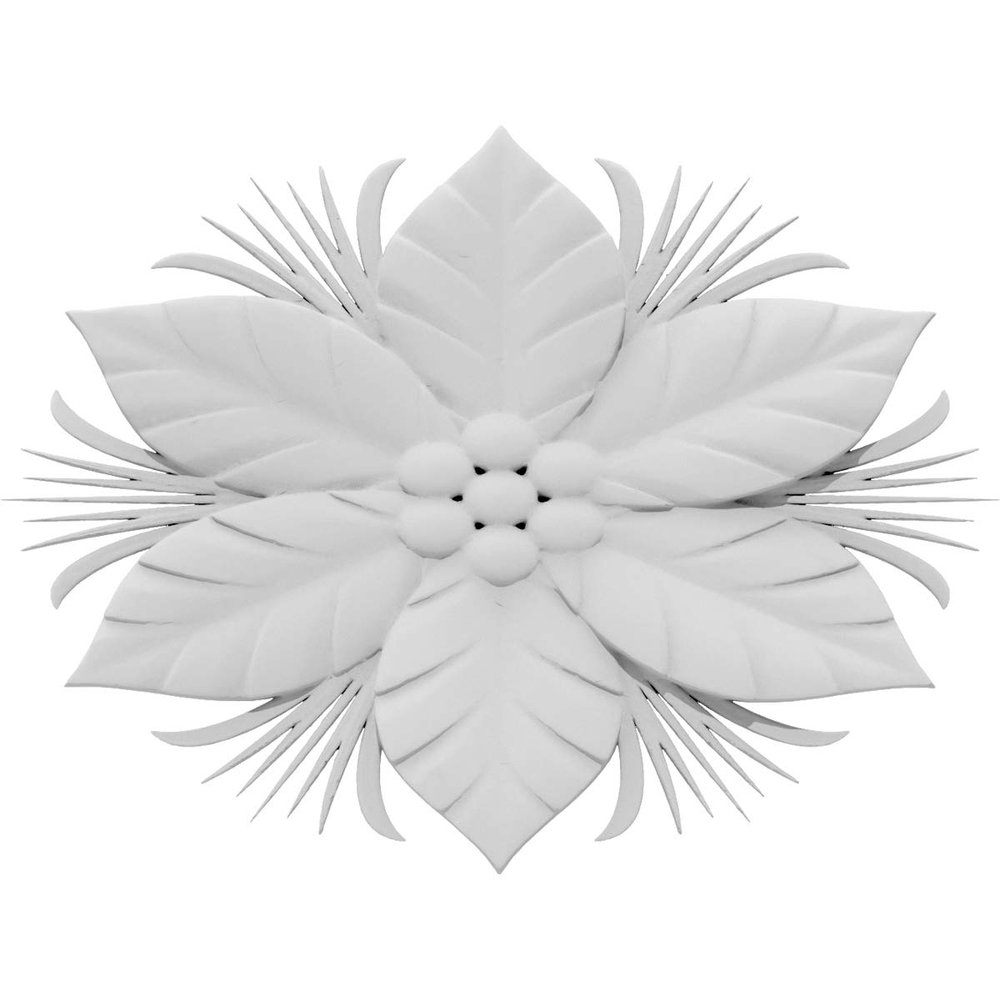 Ekena Millwork ROSC060X045PNXUF 6" W x 4 H x 1/2" P Large Christmas Poinsettia Flower Rosette, White
