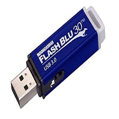 Kanguru FlashBlu30  64GB USB Flash Drive  Physical Write Protection Switch - Super Fast USB 3.0