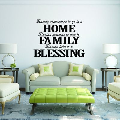 Vinyl Family Wall Decal Inspirational Home Expression Quote Having Both Is A Blessing Home Art Decor Dark Brown