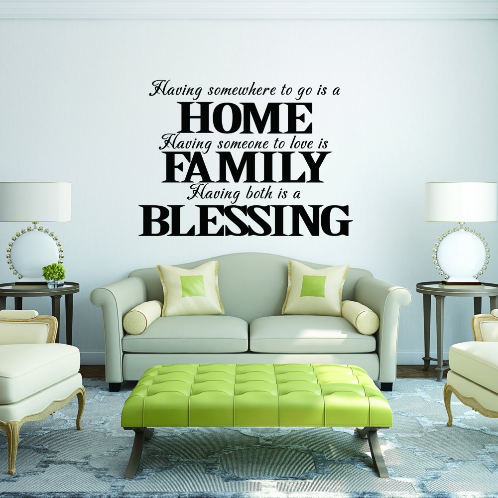 Vinyl Family Wall Decal Inspirational Home Expression Quote Having Both Is A Blessing Home Art Decor Dark Brown