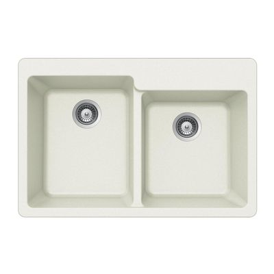 Houzer 33" Granite Composite Topmount 60/40 Double Bowl Kitchen Sink