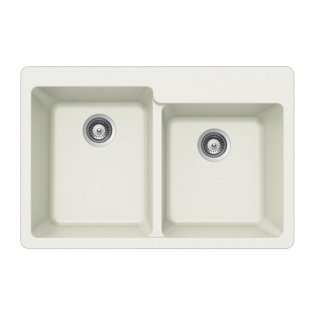 Houzer 33" Granite Composite Topmount 60/40 Double Bowl Kitchen Sink